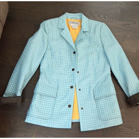CARLISLE Jacket Blue Lined Water -resistant Quilted‎ look Field Coat sz 4 - Picture 1 of 7